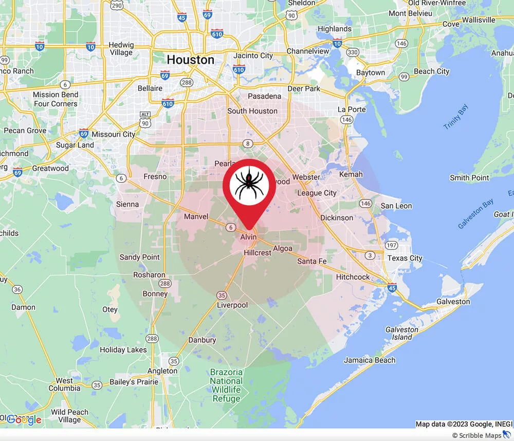 Alvin Pest Control Service Area Map