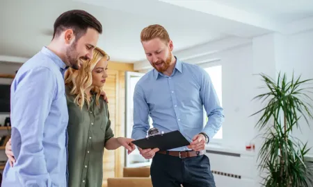 Tech talking to customer